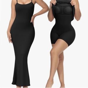 Elegant Black‎ Maxi Dress built in shapewear